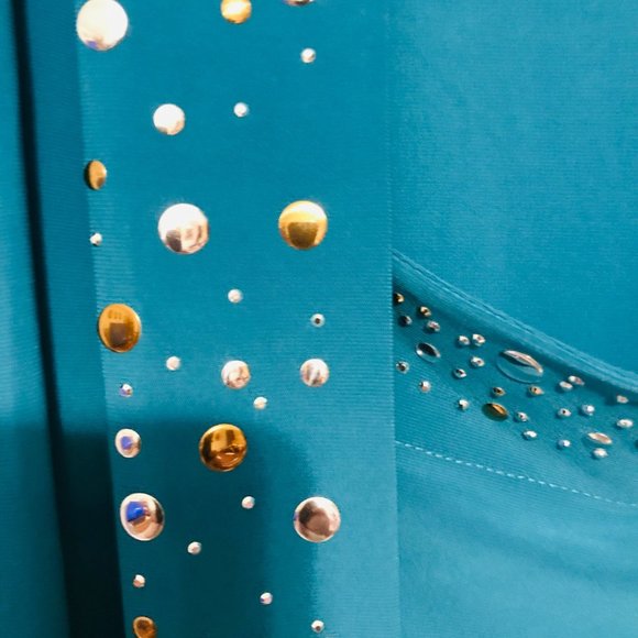 J.T.B. Woman size 18/20 short sleeved jacket with mock tank in aqua - Picture 10 of 12